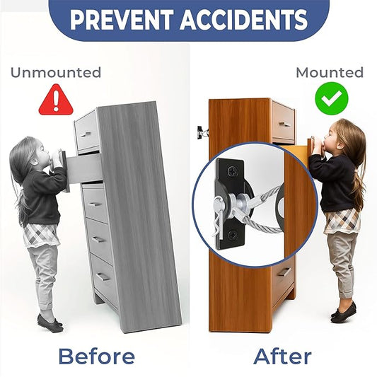 Furniture Anchors for Baby Proofing, Anti Tip Leaning Mirror Wall Anchors 4Packs 800lbs Furniture Straps Mirror Anchor Kit for Large Floor Mirror Dresser Bookshelf Cabinet Earthquake Proof Safety