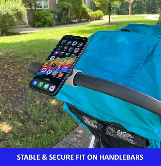 Stroller Phone Holder, MagSafe Compatible Magnetic Phone Mount for Stroller Handlebar. Installs in Seconds, Fast Attach & Detach