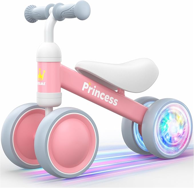 BEKILOLE Baby Balance Bike for 1 Year Old Girl Gifts, 12-24 Month Toddler Balance Bike, 4 Silent Wheels Pre-School First Ride On Toys, 1st Birthday Gifts