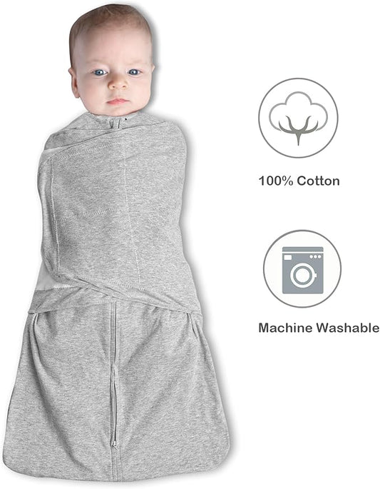Baby Sleep sack Swaddle,Swaddles 3-6 Months,3-Way Adjustable Wearable Transition Blanket 100% Organic Cotton 2-Piece,12-18 lbs,1.0 TOG(Star&Grey)