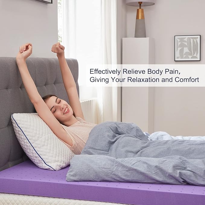 SINWEEK 4 Inch Gel Memory Foam Mattress Topper Ventilated Soft Pressure Relieve Mattress Pad, Breathable Bed Topper, CertiPUR-US Certified, Queen Size