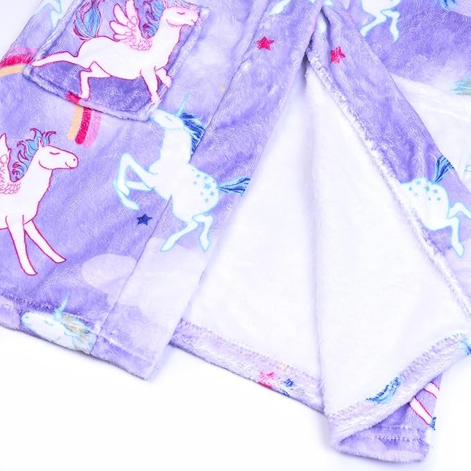 QPANCY Girls Robe Kids Bathrobes Soft Plush Fleece Pajamas Sleepwear
