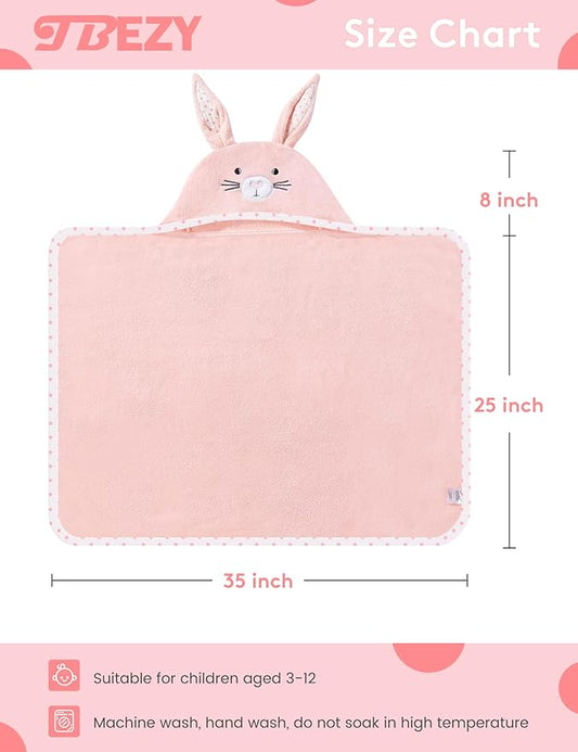 Baby Hooded Towel with Unique Animal Design Ultra Soft Thick Cotton Bath Towel for Newborn (Bunny)