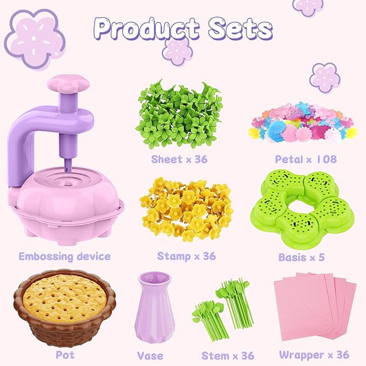 Fabric Flower Bouquets Toys – DIY Craft Kit for Kids, Pretend Flower Market Playset, Build Your Bouquet, Creative Arts & Crafts Educational Toy for Girls Ages 4-8, Birthday Gift for Kids
