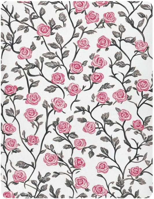 White Pink Rose Crib Sheets Standard Crib Toddler Mattresses Cover Fitted Baby Bed Sheet Breathable Crib Mattress Sheet for Girls Boys 52" x 28"x5''