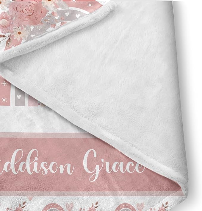 Custom Nursery Crib Bedding Set: Personalized Nursery Decor Baby Blanket Fitted Crib Sheet Changing Pad Cover Baby Room Rug Love Pink Rainbow Pattern Pink Bedding Gift Idea(Fixed Size)