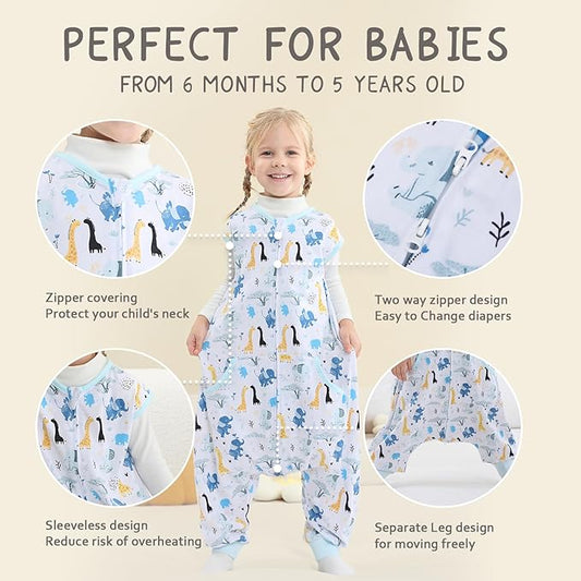 WONDAY Toddler Sleep Sack with Feet, 0.5 Tog Sleeping Sacks for Walking with Legs 3-5T 4T 5T