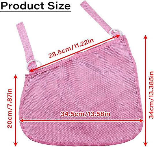LiXiongBao 2 Pcs Side Sling Stroller Cargo Net,Universal Stroller Organizer Attachment Bag for Storage,Non-Slip and Adjustable Straps Portable Side Sling Storage Mesh Organizer(Pink)