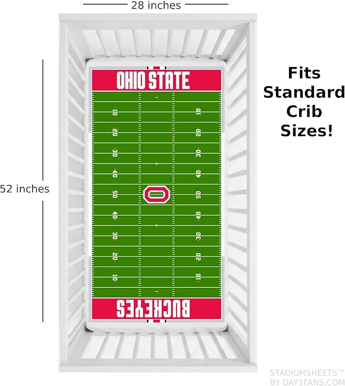 STADIUMSHEETS Day1Fans Officially-Licensed Fitted Crib Sheet (Ohio State Buckeyes)