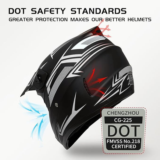Youth Kids Motocross Helmet, Adult ATV Dirt Bike Helmet with Goggles Gloves & Mask Quick, Full Face Motorcycle Helmet with Quick Release Buckle DOT Certified