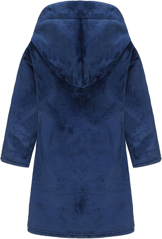 Boys Girls Robe Kids Flannel Hooded Bathrobe Sleepwear Pajamas Toddler Soft Plush Robes for Girls 2-16 Years