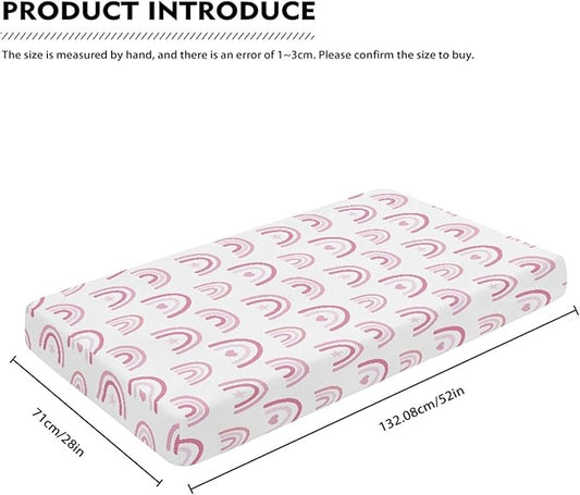 Pink Hand Drawn Boho Rainbow Fitted Crib Sheet Rainbow Baby Crib Sheet Fit Standard Crib and Toddler Mattress,Crib Mattress Sheets for Boys Girls 28"x52"