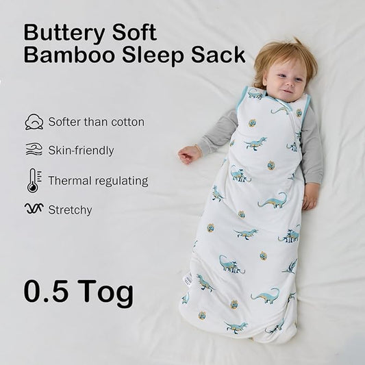 BubblePanda Rayon Made from Bamboo Sleep Sack 12-18 Months 0.5 Tog Soft Lightweight Toddler Sleep Sack 1t for Babies 2-Way Zipper Wearable Blanket Baby 12 Months
