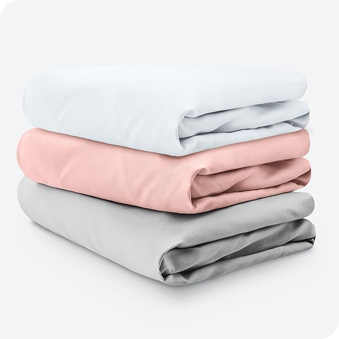 Bare Home 3-Pack Fitted Crib Sheet - Premium 1800 Ultra-Soft Microfiber - Breathable - Baby Sheet - for Boys & Girls - Fits Standard Crib and Toddler Mattresses (Pink Slipper/Cloud Grey/White)