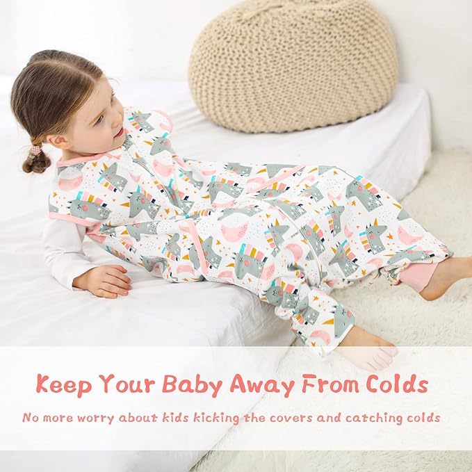 WONDAY Toddler Sleep Sack with Feet, 0.5 Tog Sleeping Sacks for Walking with Legs 2T 3T