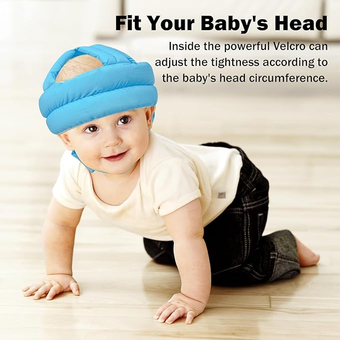 Baby Head Protector Baby Helmet for Crawling Walking, No Bumps Safety Head Adjustable Protective Cap for Walking, Playing (Blue)