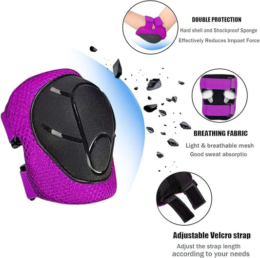 Kids/Youth Knee Pads Elbow Pads for 3-14Years Boys Girls 6 in 1 Kids Protective Gear Set Adjustable for Skating Cycling Bike Rollerblading Scooter Roller Skates