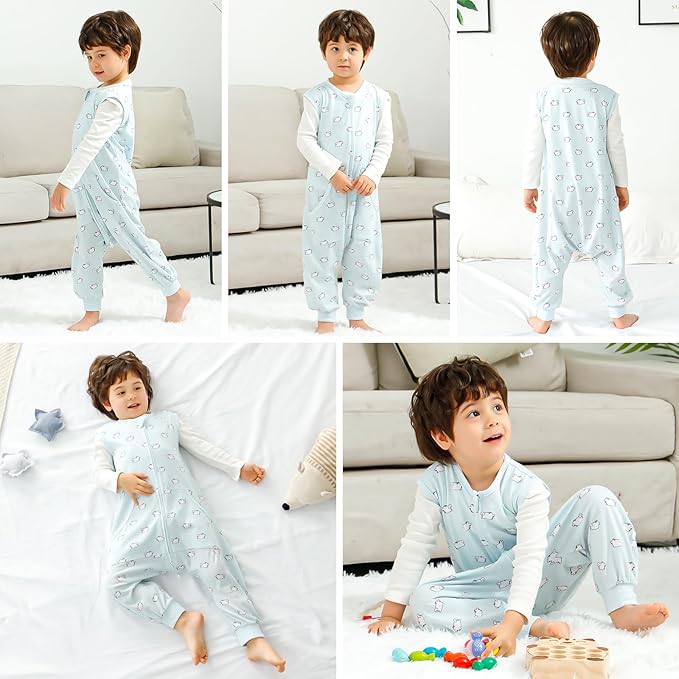 WONDAY Toddler Sleep Sack with Feet, 0.5 Tog Sleeping Sacks for Walking with Legs 3-5T 4T 5T
