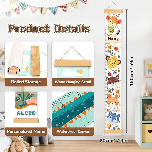 Height Growth Chart, Canvas Height Chart for Kids Baby, Hangable and Removable Growth Chart for Wall Room Nursery Decor, Toddler Height Wall Chart for Baby Room