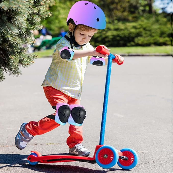 Kids Helmet,Toddler Skateboard Helmets for Ages 2-3-5-8-14 Years Boys Girls with Knee and Elbow Pads Wrist Guards fit Roller Skates,Skateboarding,Skating Scooter Adjustable Kids Helmet