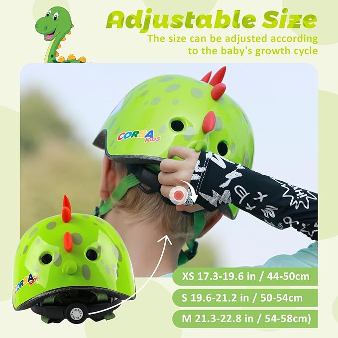 Toddler Kids Bike Helmet, Adjustable and Multi-Sport, 3 Sizes for Ages 1-2-3-5-8-14 Years Child Infant Boys Girls