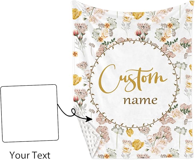 Custom Name Crib Bedding Set for Newborn Girls- 2 Piece Flower Series Baby Set with Blanket, Crib Sheet, Infant Nursery Bedding Set, Gifts for Toddler