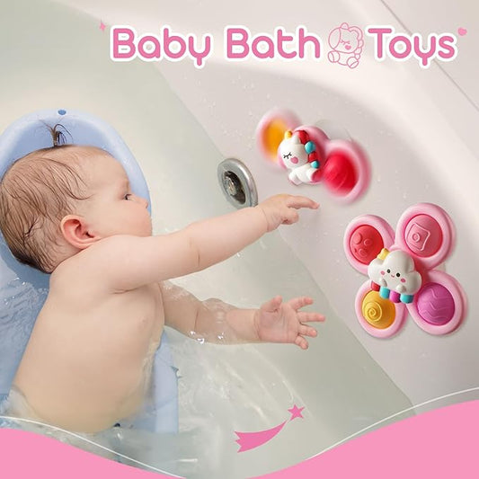 ALASOU 3PCS Pop Suction Cup Spinner Toys for 1 Year Old Boy Girl|Novelty Spinning Tops Toddler Stocking Stuffers|Baby Bath Toy for Kids Ages 1-3|1 Year Old Boy Christmas Birthday Gift for Infant