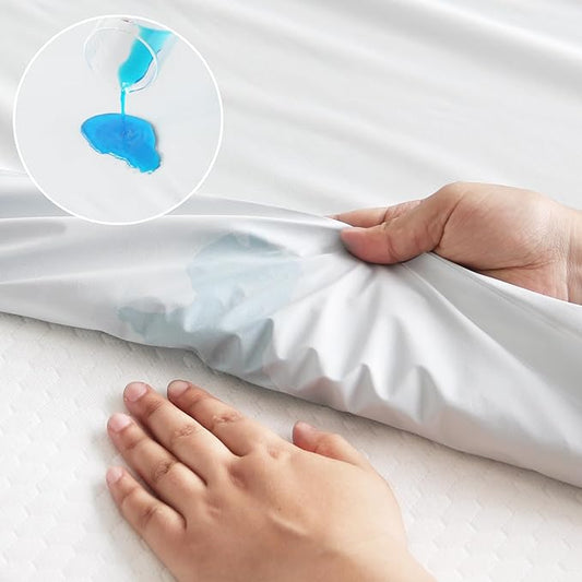 2 Pack Twin Mattress Protector Waterproof Cover, Waterproof Bed Twin Fitted Sheet Only, Machine Washable 14" Deep Pocket Twin Size Mattress Covers for Kids Bed, White
