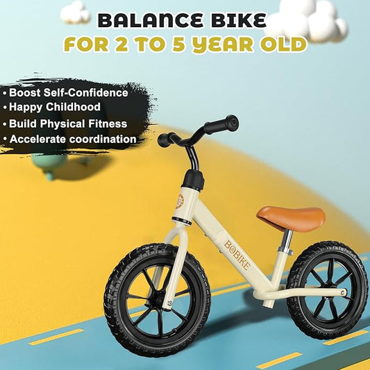Bobike Toddler Balance Bike Toys for 2 to 5 Year Old Girls Boys Adjustable Seat and Handlebar No-Pedal Training Bike Best Gifts for Kids