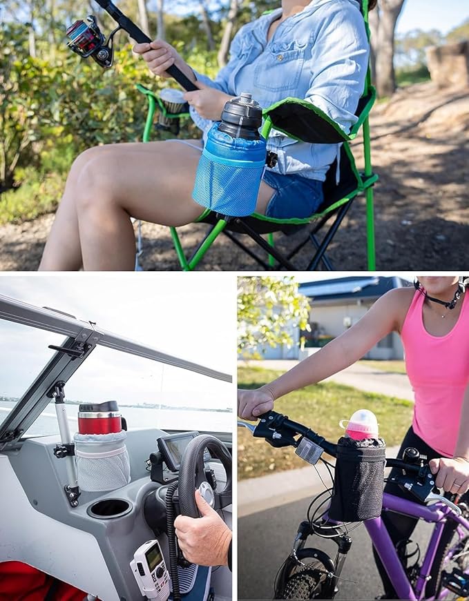 KEMIMOTO Motorcycle Cup Holder, Oxford Fabric Motorcycle Drink Holder with 0.6"-1.5" Alligator Clamp, Universal Water Bottle Cup Accessories for Bike, ATV/UTV, Scooter, Boat, Walker, Army Green