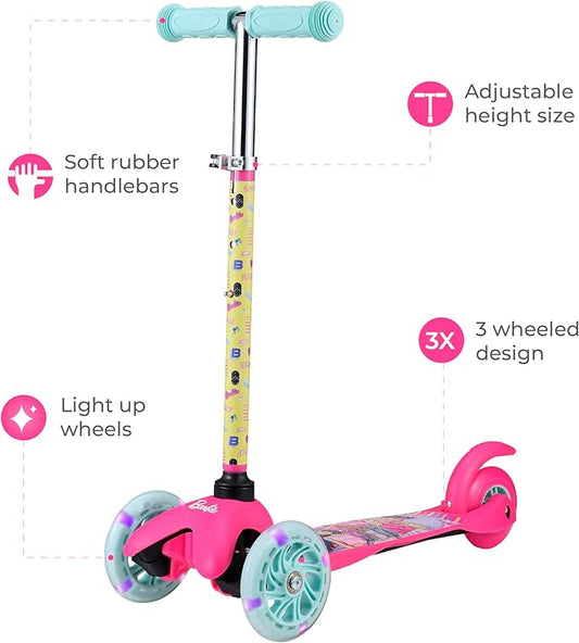 Self Balancing Kick Scooter with Light Up Wheels, Extra Wide Deck, 3 Wheel Platform, Foot Activated Brake, 75 lbs Limit, Kids & Toddlers Girls or Boys, for Ages 3 and Up