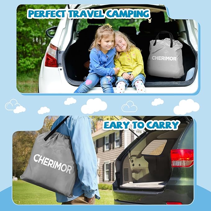 Inflatable Toddler Travel Bed, Portable Toddler Bed with 4-Sides Safety Bumpers & Fast Auto Inflation Pump, Kids Air Mattress for Travel Camping, Grandma's Home Sleepovers Blow Up Mattress