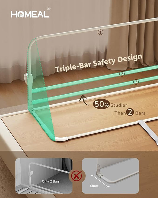 HOMEAL Toddler Bed Rails - 59"x24" Extra Long Bed Rail for Toddlers with U-Shape Base, Baby Bed Safety Guard for Twin, Full, Queen, King Mattress Bed, Beige, 1 Pack