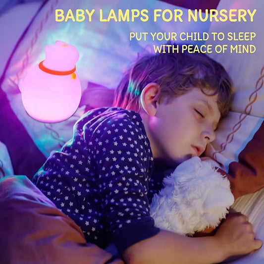 MAGOHMT 7-Color Changing Cat Night Light, Silicone Rechargeable Nursery Light with Timer & 3 Modes, Kids Bedroom Lamp Touch Sensor (Cute Animal Design)