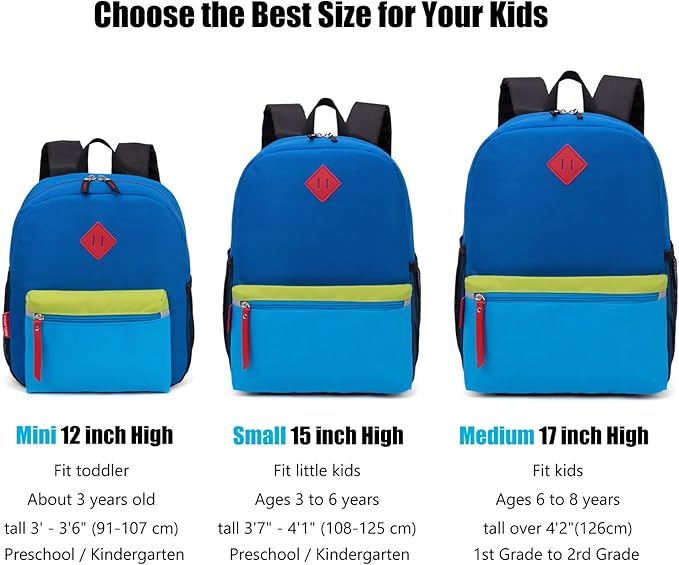 HawLander Little Kids Backpack for Boys or Girls, Toddler School Bag Fits 3 to 6 years old, Blue 02, 12 Inch