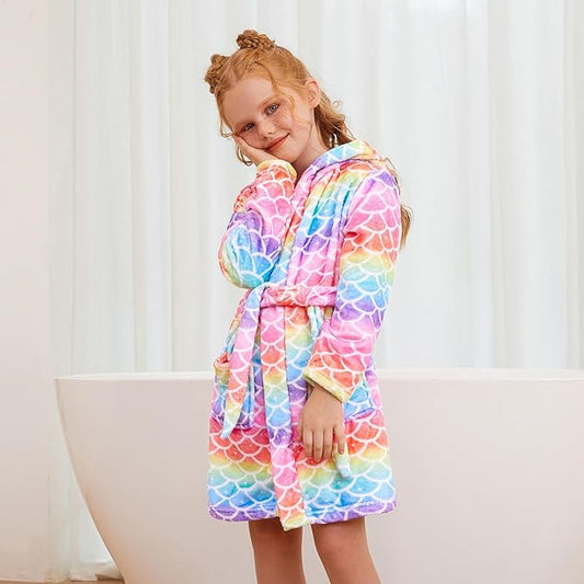 CHILDRENSTAR Girls Robe Kids Bathrobes Plush Soft Fleece Pajamas Sleepwear