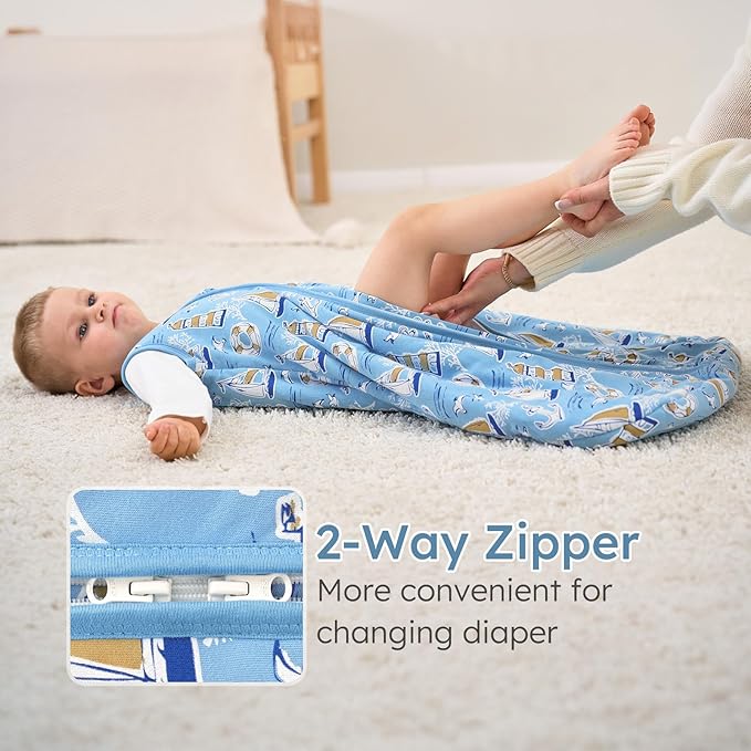 Yoofoss Baby Sleep Sack 18-24 Months, 1.5 Tog Baby Wearable Blanket with 2-Way Zipper, 100% Cotton Organic Fabric Winter Infant Sleeping Sack, Warm Soft Comfy
