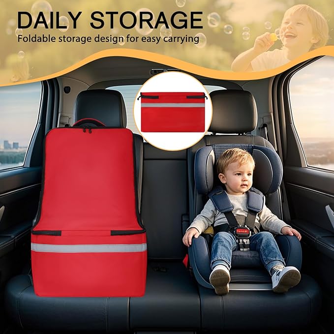 LARIPOP Car Seat Travel Bag for Airplane,Infant Seat Travel Bag with Shoulder Strap,Padded Car Seats Backpack with Reflective Stripes,Large Carseat Carrier Bag Travel Car Seat Cover, Red
