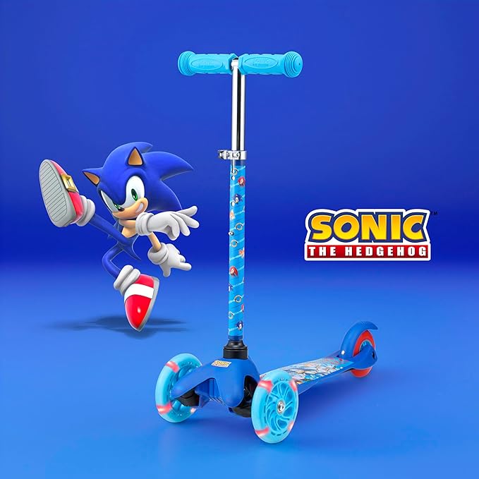 Self Balancing Kick Scooter with Light Up Wheels, Extra Wide Deck, 3 Wheel Platform, Foot Activated Brake, 75 lbs Limit, Kids & Toddlers Girls or Boys, for Ages 3 and Up