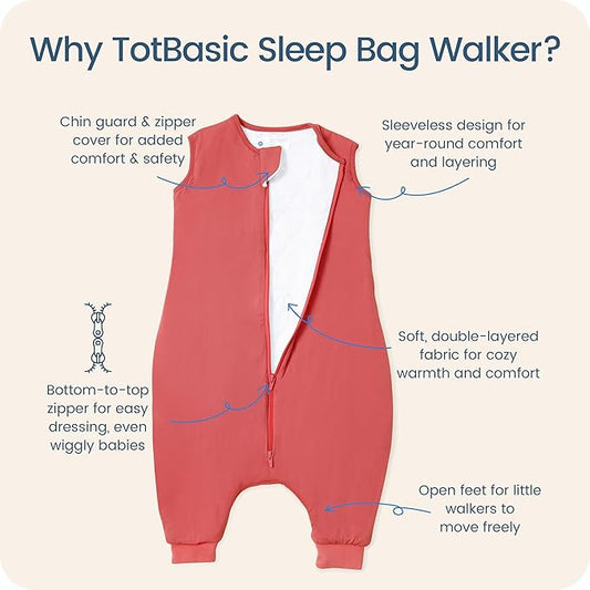 Toddler Sleep Sack with Feet, 1.0 TOG Baby Sleeping Bag with Legs, Oversized Wearable Blanket for 2T, 3T, 4T Walkers