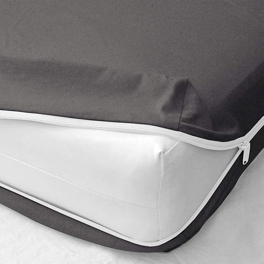 Mattress Protector Twin Size 100% Waterproof Zippered Cover, 15 Inches Deep, Six-Sided Mattress Encasement for Bed, Zipper Closure Style (Dark Grey)