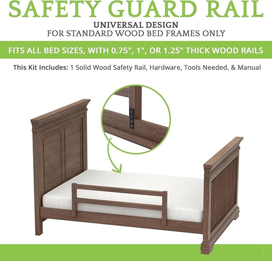 Safety Guard Rail for Baby, Kids, and Children - Solid Wood Safety Bed Rail for Toddlers - Easy Installation - Premium Protection for Bunk, Twin, Full, Queen and King Size Beds - (Harvest Brown)