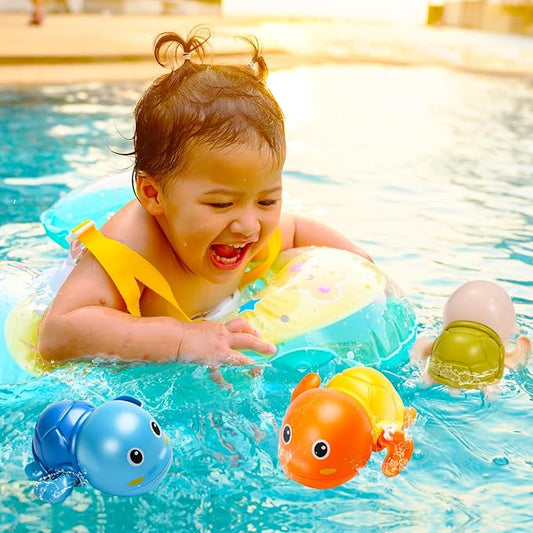Bath Toys, 6 Pack Swimming Turtle Baby Bath Toys for Toddler 1-3, Water Pool Floating Wind Up Toys for 1 Year Old Boy Girl Gifts, Infant Toddlers Kids Bathtub Toys