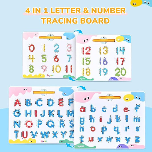 JoyCat Magnetic Letter and Number Tracing Board Set, Double Sided Alphabet & Numbers Board for Toddlers, ABC Uppercase & Lowercase Practice, Math Learning, Preschool Educational Gift Toys for Kids