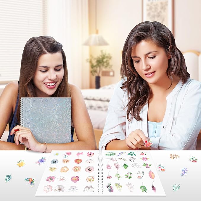 Dajino Large Reusable Sticker Book Collecting Album 8.5×11 Inch Sticker Storage Collection Organizer Book for Adult with 40 Sheets Letter Size Blank Release Paper and Holographic Cover (Star)