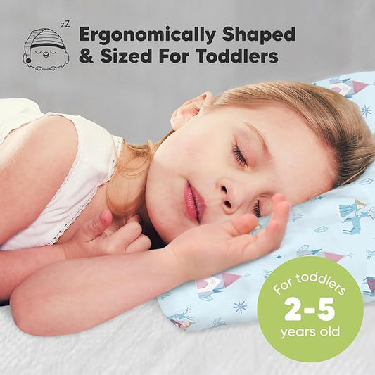 Toddler Pillow with Pillowcase - 13x18 My Little Dreamy Kids Travel Bed Pillows for Sleeping, Organic Cotton Small Pillowcase,Soft & Breathable,Machine Washable,Toddlers 2-5 years old(Enchanted Frost)