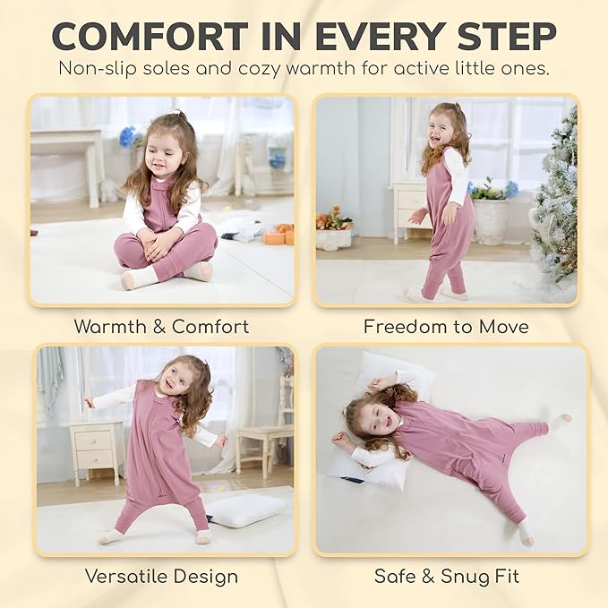 Mama Cheetah Toddler Sleep Sack with Feet 2T, 1.0 TOG Organic Cotton Baby Wearable Blankets with Legs, Baby Sleeping Bag for Walkers, Early Walker M