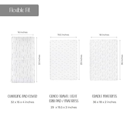 Ely’s & Co. Changing Pad Cover, Diaper Changing Table Sheets, 2 Pack, Cradle Sheet Set for Baby Boys/Girls, 100% Jersey Knit Cotton, Forest Grey Collection, 32”x16”x5”