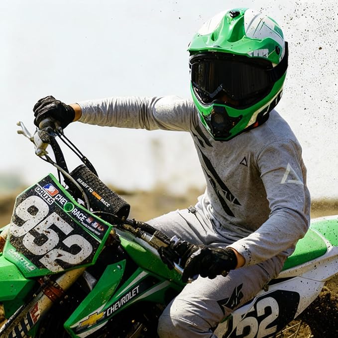 Youth Dirt Bike Helmet DOT Certified - Full Face Motorcycle Helmet for Off-Road, ATV, Street Riding, Includes Adjustable Goggles & Protective Gloves