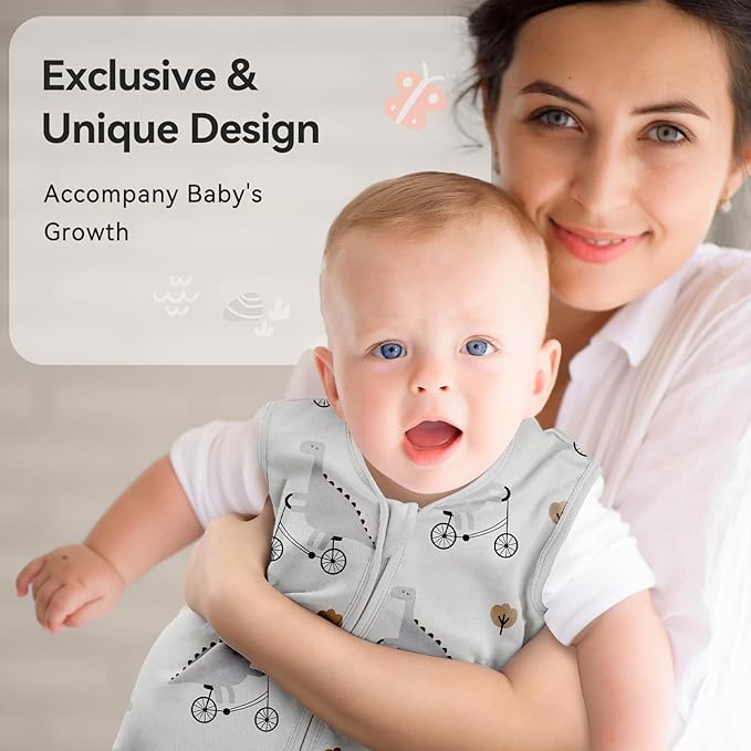 Baby Sleep Sack 12-18 Months 3 Pack 100% Cotton Lightweight 0.5 TOG Wearable Blanket Baby Sleep Bag with 2-Way Zipper for Newborn Infant Pink Apricot Gray Zebra